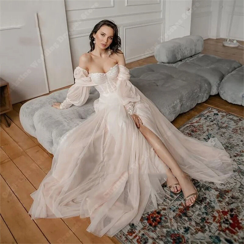 Einfachheit dünne rücken freie Frauen Brautkleider neueste süße ärmellose A-Linie Kleider neueste solide Braut Vestidos de Novias 2024