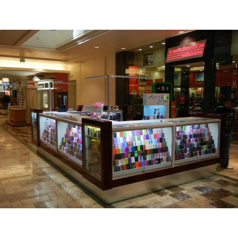 Armario de exhibición personalizado para centro comercial, mueble para teléfono móvil, Mostrador de vidrio para teléfono móvil, quiosco de accesorios