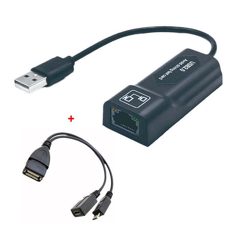 Adaptador USB 2.0 externo para RJ45 Tipo C para Ethernet, Micro USB 1/2 OTG Cabo de Dados para Amazon Fire TV 3 ou Stick GEN 2, 100m
