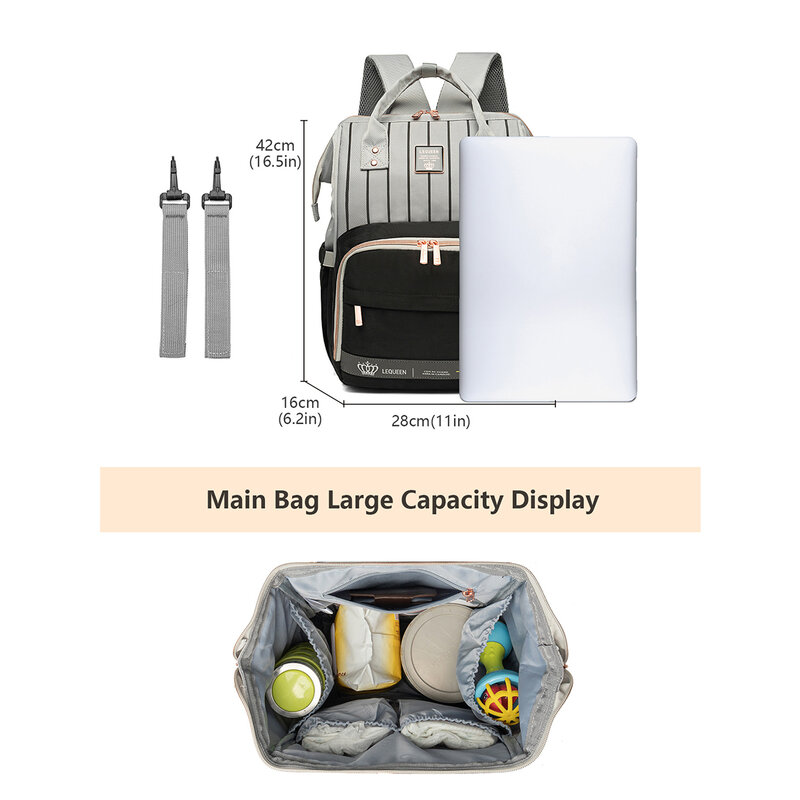 Lequeen-حقيبة حفاضات سعة كبيرة متعددة الوظائف ، حقيبة ظهر للسفر ، أصلية ، علامة تجارية فاخرة ، جديدة