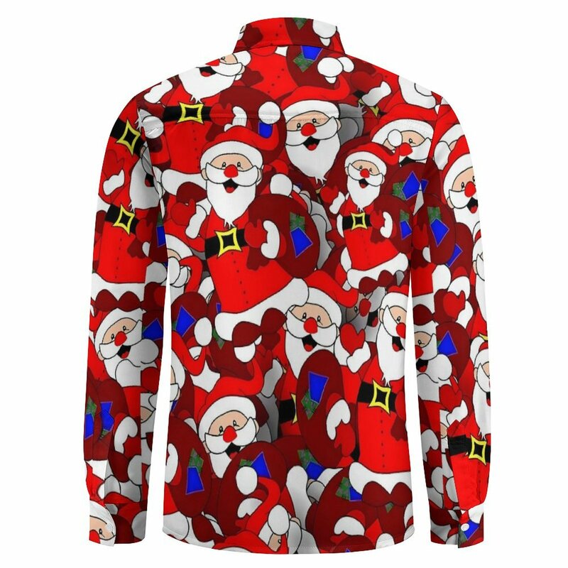 Kerstshirt Herfst Kerstman Casual Shirts Mannen Cool Blouse Lange Mouw Custom Harajuku Kleding Plus Size