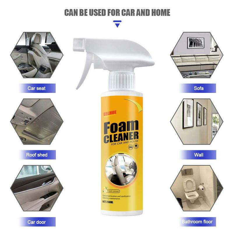 Limpiador de espuma multiusos de 250ML, espray limpiador doméstico multiusos para descontaminación de cuero de coche y cocina