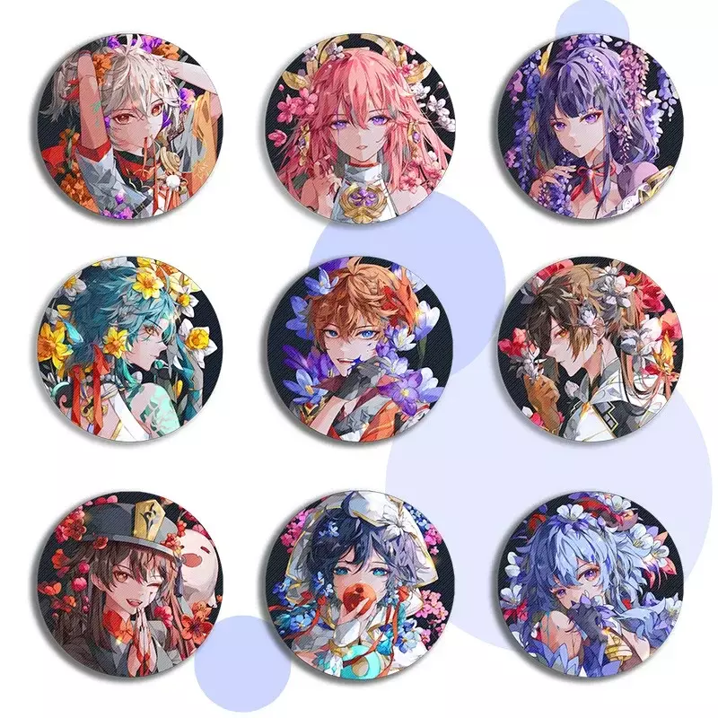 58mm gra Impact plakietka Arataki Itto Yae Miko Anime figurka broszki Cosplay urocze akcesoria na ubrania plecak upominki