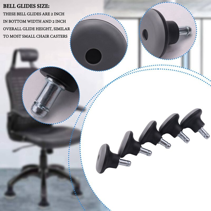 20Pcs Bell Glides Replacement Office Chair Wheels Stopper Office Chair Swivel Caster Wheels, 2 Inch Stool Bell Glides