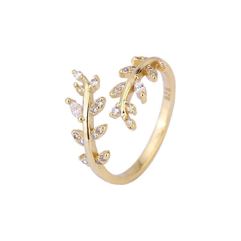 925 Sterling Silver Gold regulowany oddział cyrkon kobiet pierścień mała biżuteria ślubna hurtownie oferty z bezpłatną wysyłką