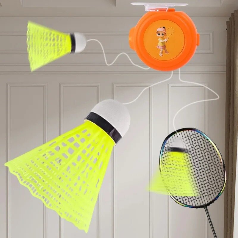Self-Adhesive Elastic Badminton Trainer Set, Solo Badminton Training Device Badminton Single Player Rebound Practice Swing Adult