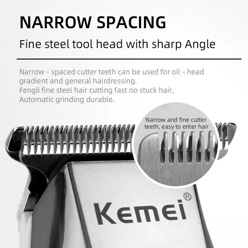 Kemei-5027-cortadora de pelo profesional para hombre, recortadora de barba, velocidad ajustable, LED, Digital, para tallar, maquinilla de afeitar eléctrica, KM-5027