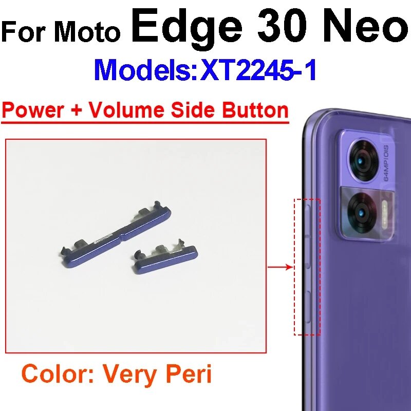 Motorola Edge 30ネオエッジ、サイドキー、フレックスケーブルパーツ用のボリュームボタン