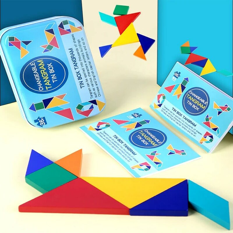 Good Quality Kids 3D Puzzle Jigsaw Tangram Thinking Training Game Baby Montessori Learning Educational Wooden Toys for Children