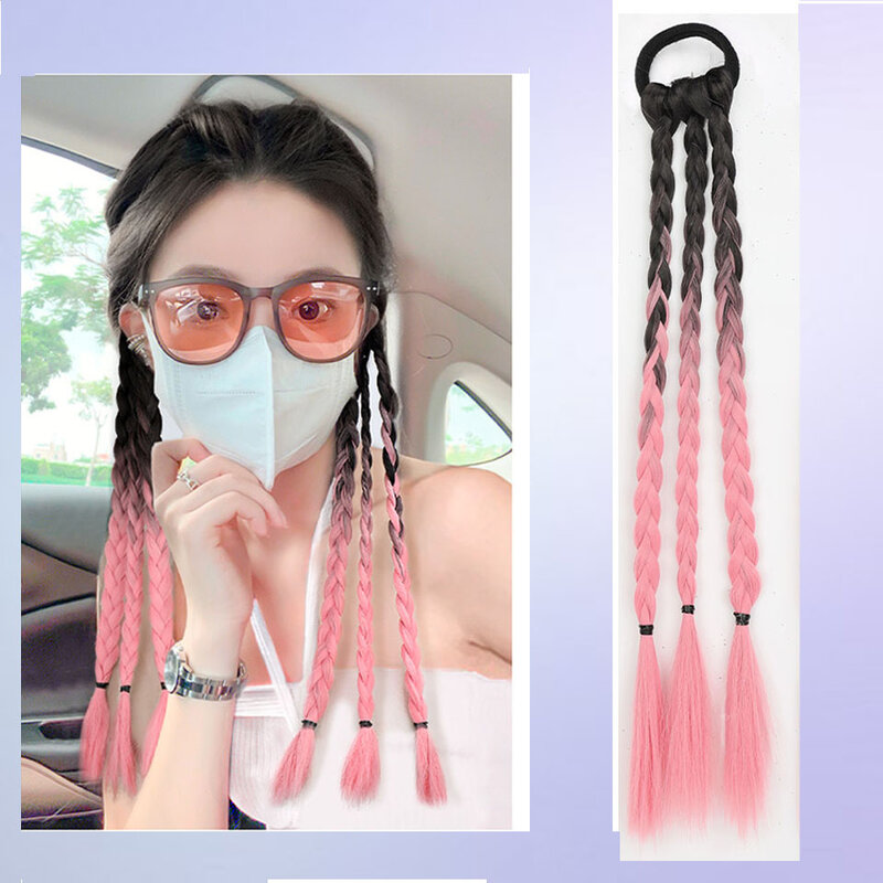 Extensions With Hair Tinsel Synthetic Braided Colorful Ponytail DIY Ponytail Hair daily Holidays Wear Stage performance ﻿
