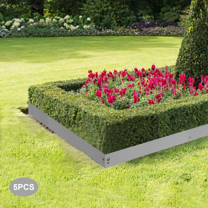 Bordure de pelouse en acier, 5 pièces, 4x39 pouces, bordure de jardin en métal