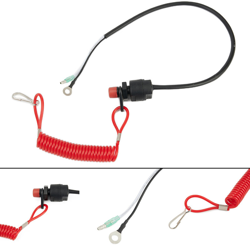 1x Boat Outboard Engine Motor Kill Stop Switch With Safety Lanyard Clip Universal For Most Outboard-engine Motors TPU & Nylon