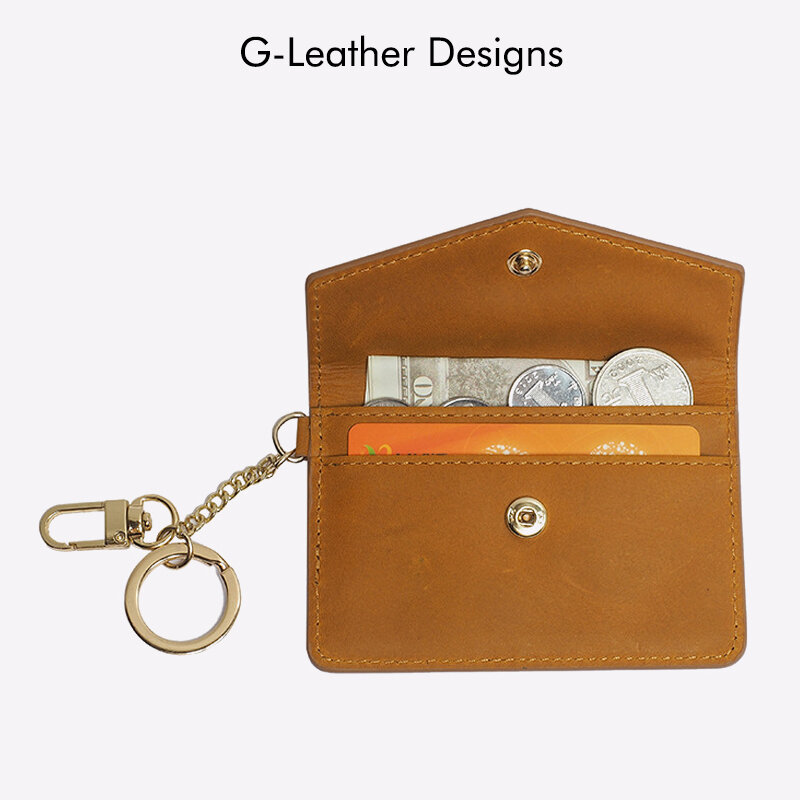 Dompet Mini kulit asli gaya antik kulit kuda gila tempat kartu kredit dengan gantungan kunci hadiah kulit sapi