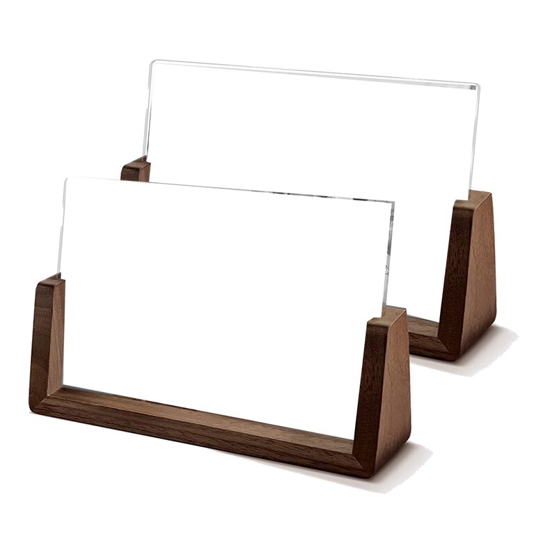 Bingkai foto kayu berbentuk U, bingkai foto akrilik Bening, dekorasi meja untuk kantor/kamar tidur/ruang tamu 2 pak