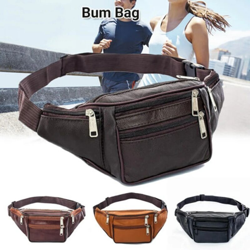 Retro Cow Leather Men Waist Belt Bag New Casual Small Fanny Pack Male Waist Pack For Mobile Phone Credit Cards Travel Chest Bag