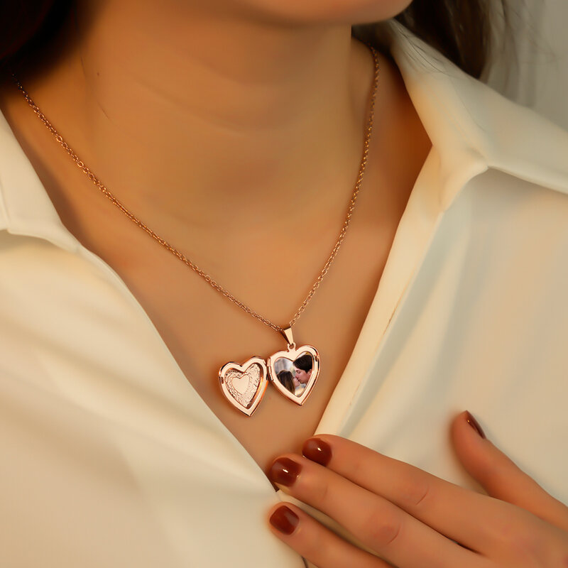 1pc zdjęcie serca wisiorek medalion naszyjnik kobiet spersonalizowany pamiątkowy prezent