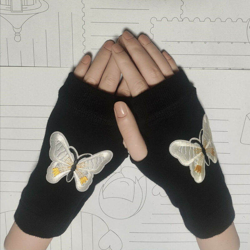 Gebreid Katoen Geschikt Voor Alle Seizoenen Danshandschoenen Voor Zowel Mannen Als Vrouwen Elastische Vingerloze Vlinder Zwart Gebreide Handschoen