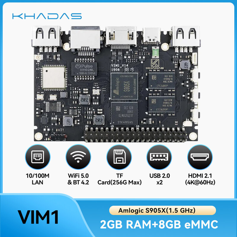 Khadas VIM1 Phát Triển Cơ Bản Ban Amlogic S905X Quad Core ARM 64bit Cortex-A53 WiFi AP6212 SBC