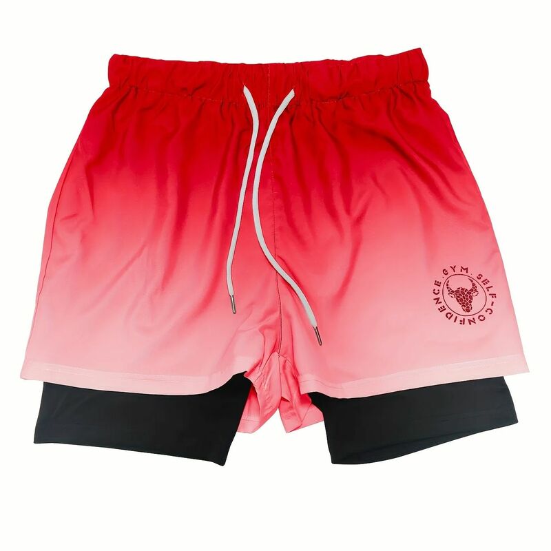 Pantalones cortos deportivos 2 en 1 para hombre, Shorts transpirables de doble capa, secado rápido, compresión, Fitness