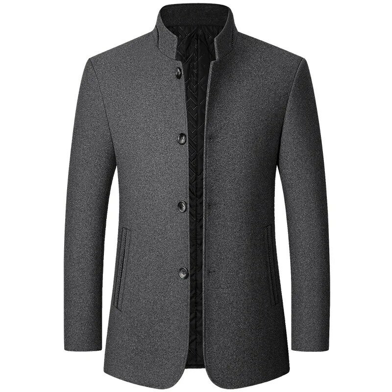 Homem cashmere blazers ternos jaquetas gola de pé negócios ternos casuais casacos masculino fino ajuste blazers blazers casacos