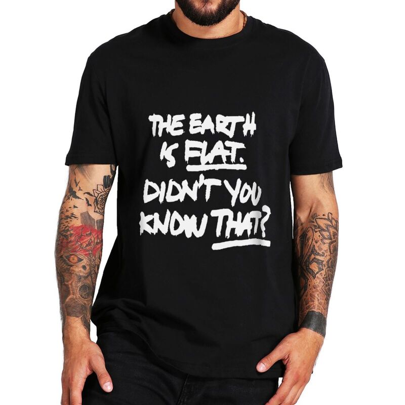 Camiseta de la tierra es plana para hombre y mujer, camisa de manga corta 100% de algodón, informal, suave, con música Pop, Meme Y2k, talla europea