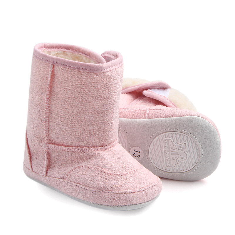 Детские осенне-зимние ботинки для младенцев, обувь для мальчиков и девочек в кроватку, Флисовая теплая нескользящая обувь на мягкой подошве для начинающих ходить
