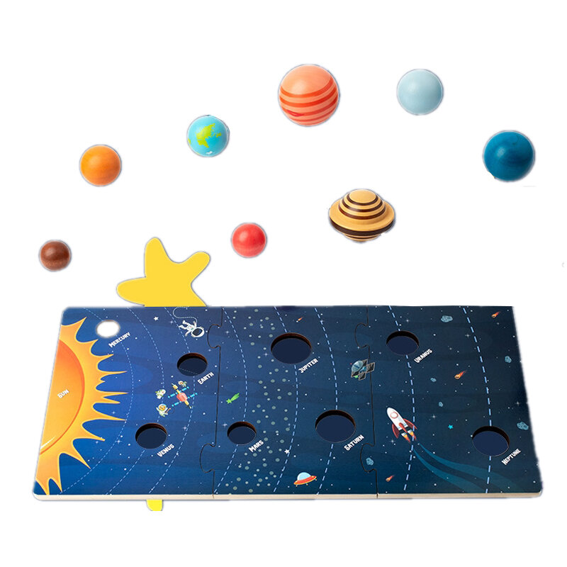 Quebra-cabeça montessori para bebê, tábua de correspondência, 3d, oito planetas, universo, cognição, sistema solar, planeta, educação precoce