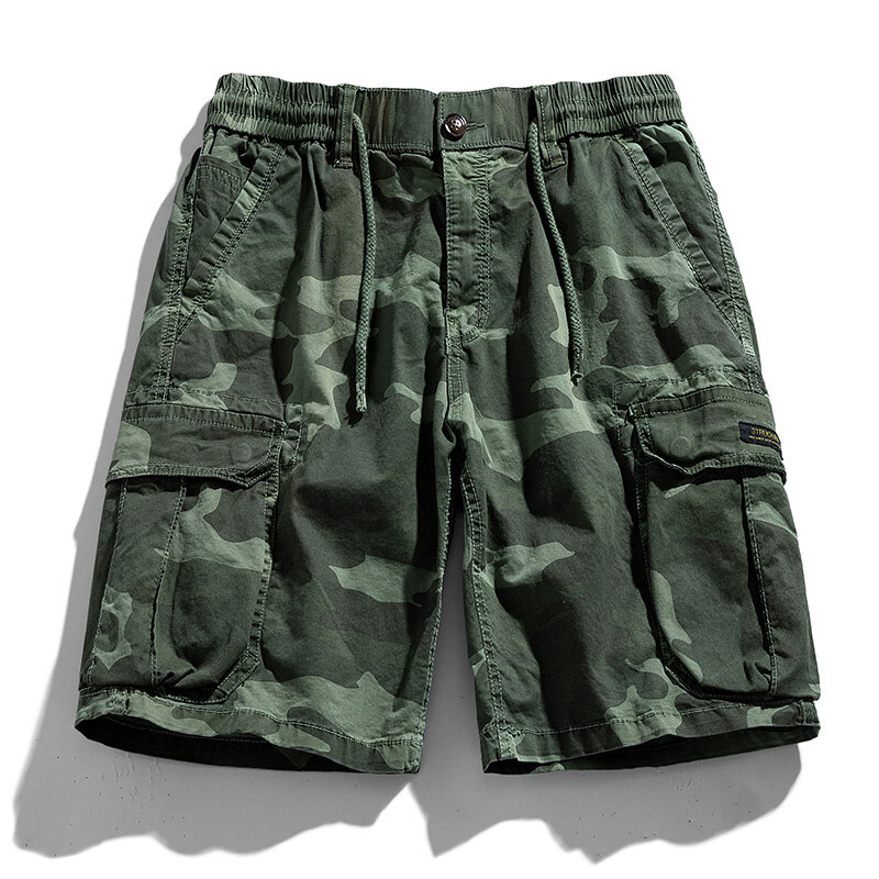 Pantalones cortos de camuflaje para hombre, informal Pantalón corto de algodón con múltiples bolsillos para la playa, para correr, Verano
