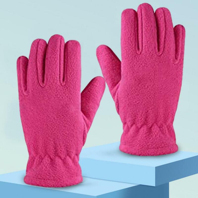 1 Pair Children Gloves Fleece Five Fingers Thermal Full Finger Keep Warm Children Winter Gloves For Outdoor Activities