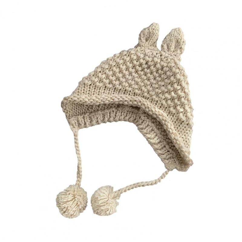 Bonnet en tricot de laine pour femme, bonnet d'hiver confortable avec oreilles de lapin, bonnet en tricot doux pour temps froid, ultra-épais, coupe-vent, vêtements de sauna