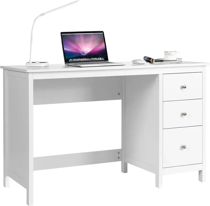 Biurko z szufladami, nowoczesne domowe biurko komputerowe z szuflady do przechowywania i przestronnym pulpitem, kompaktowe pisanie biurko szkolne laptopa