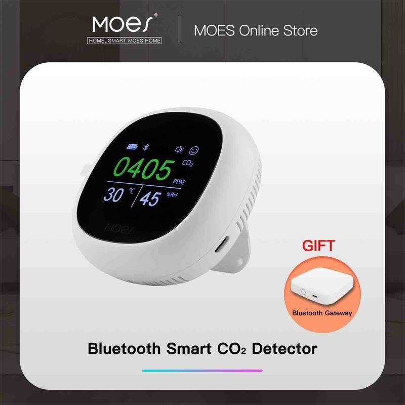 MOES Bluetooth Tuya Smart 3 w 1 CO2 miernik cyfrowy czujnik temperatury i wilgotności detektor Monitor jakości powietrza z budzikiem