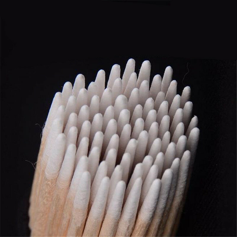 500/1000PCS Lint Free Micro Brush Wood Cotton Swab Eyelash Extension Tools Ear Care Cleaning Wood Sticks Cosmetic Cotton Swab 2#