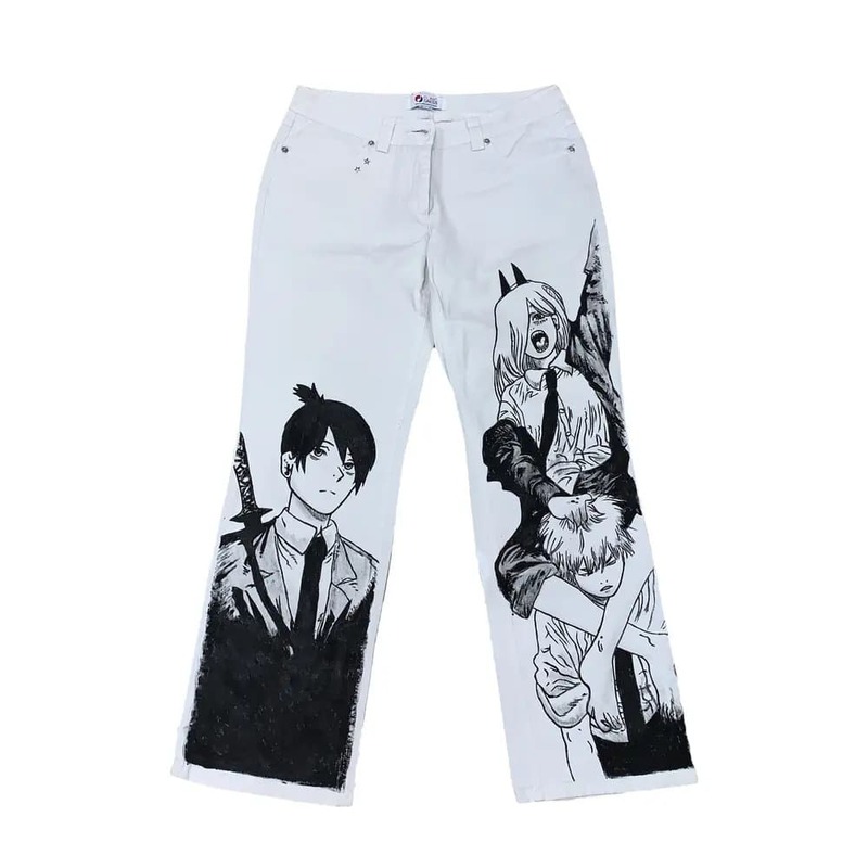 Jean Taille Haute à Jambes Larges pour Homme et Femme, Streetwear, Style Anime Japonais, Harajuku, Y2K