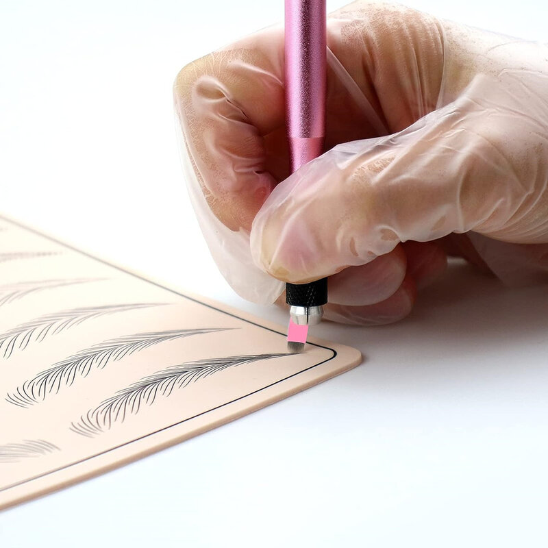 Pink Tebori Microblading Blades, Agulha de Tatuagem, Maquiagem Permanente, Forma 18U, Sobrancelha Manual, Nano Microblade, 0,15mm, 50Pcs