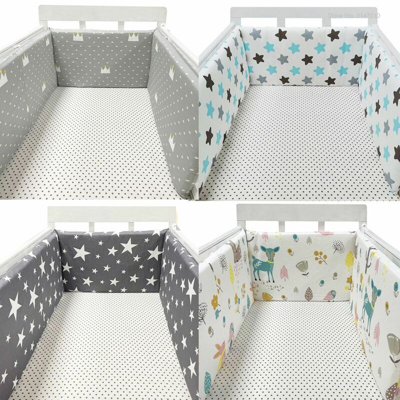 Set Bumper Boks Bayi 130*30 Cm untuk Bayi Baru Lahir Pelindung Tempat Tidur Bayi Cetak Katun untuk Bayi Set Bumper Boks Bayi Bumper Bayi