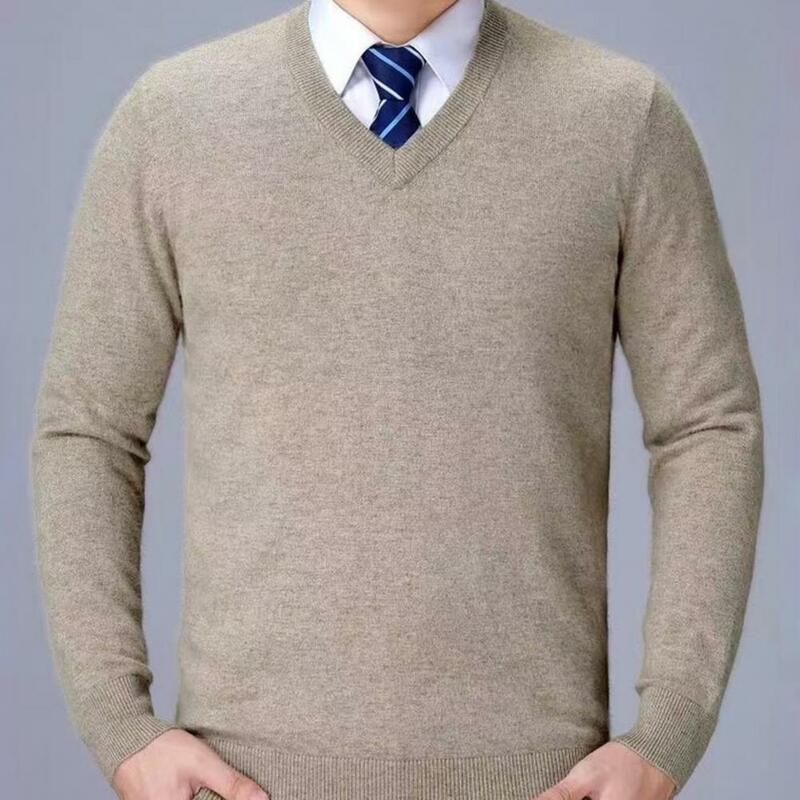 Warstwa podstawowa koszula męska z dekoltem w szpic w jednolitym kolorze dzianinowy sweter jesienno-zimowy gruby sweter miękki elastyczny do połowy długości Unisex