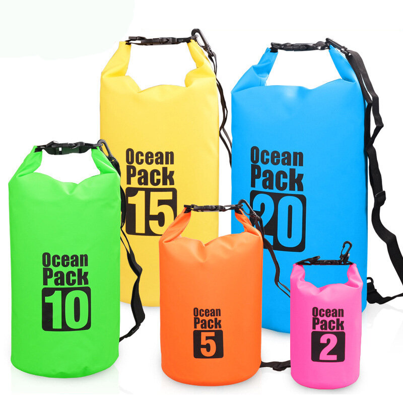 Saco impermeável do PVC para homens e mulheres, mergulho exterior, armazenamento da compressão, saco seco, natação, rafting, caiaque, 2L, 5L, 10L, 20L