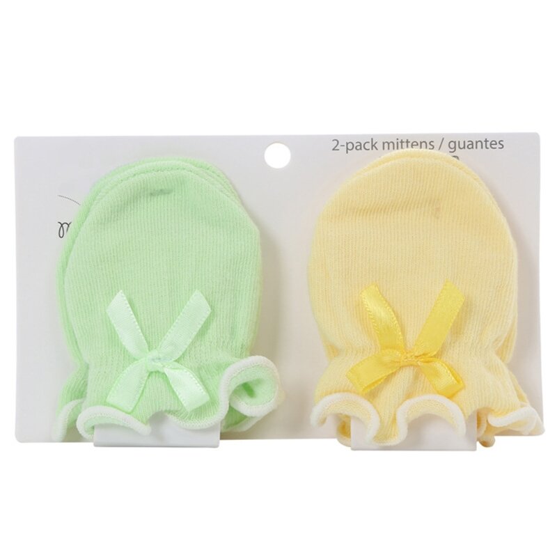 2 đôi Găng tay cotton mềm chống trầy xước cho trẻ sơ sinh để bảo vệ mặt chống trầy xước