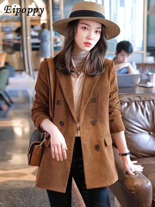 Corduroy High-Grade Retro Casual Small Suit Spring and Autumn New Elegantquality Top