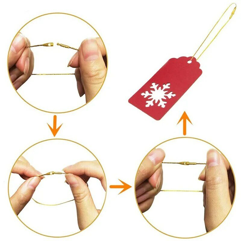 100Pcs Enfeites De Natal Cabide Cordas Ornamento Gancho Cordas Precut String com Snaps Bloqueio para Xmas Ornamento Pendurado Decoração