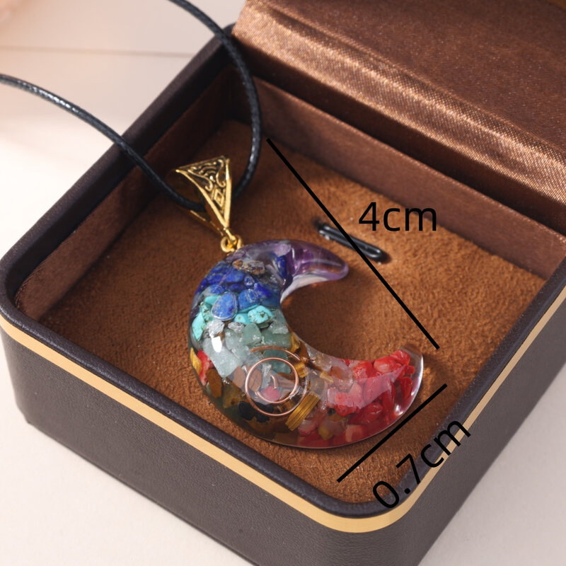 5Pcs Natural Colorful Gravel Pendant Hexagonal Pillar Moon Cuboid Resin Wrapped DIY Necklace Jewelry