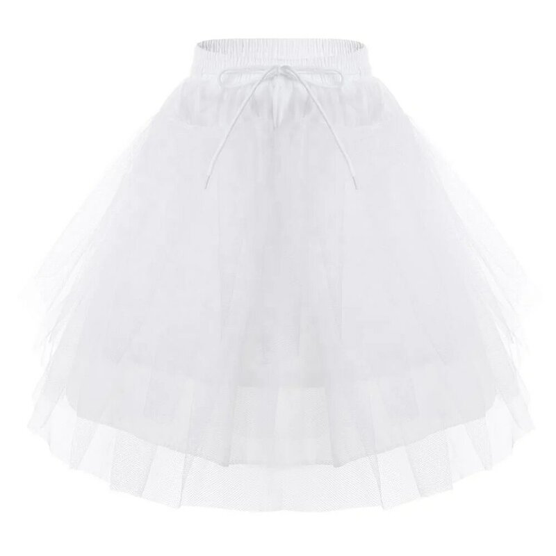 Kinderen 3 Lagen Petticoat Wit Onderrok Netting Crinoline Slip Voor Bloemenmeisjes Trouwjurk
