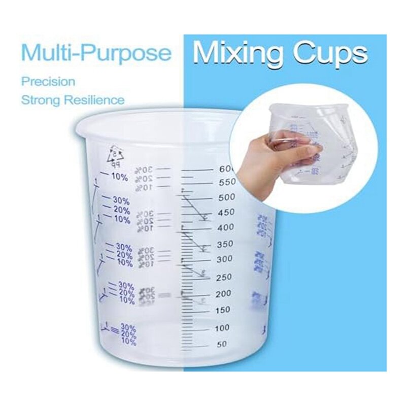 20 Oz (600 Ml) Measuring Cup Cerakote Kit 48 Cups And 50 Sheets Of Filter Paper, 1 Paint Stir Stick, For Paint Mixing, Resin