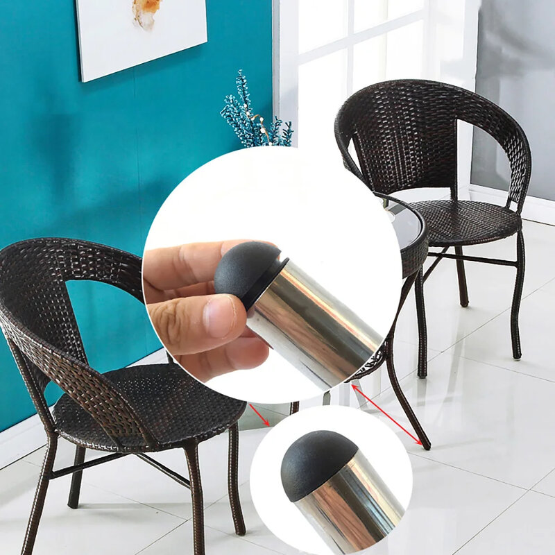 Tapón de inserción de tubo de muebles, tapas de extremo de cubierta negra de 12mm-60mm, cubierta de pata de silla de plástico redondo abombado, accesorios para el hogar, 10 piezas