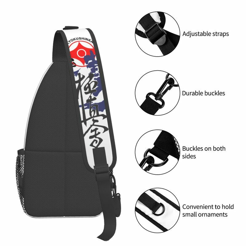 Kyokushi Karate torba z paskiem do zawieszenia na piersi plecak na Crossbody na ramię sztuk walki dla mężczyzn podróżujących plecak