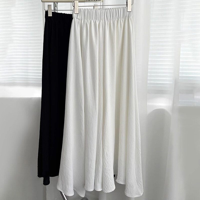 Pantalones holgados tipo falda para mujer, pantalón de pierna ancha, Color sólido, gasa simulada fina, plisado, verano, 1 unidad