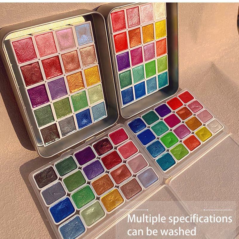 Perłowe farby przenośne 20 kolorów solidny akwarela zestaw akwareli Pigment metaliczny brokat Acuarela akcesoria do paznokci