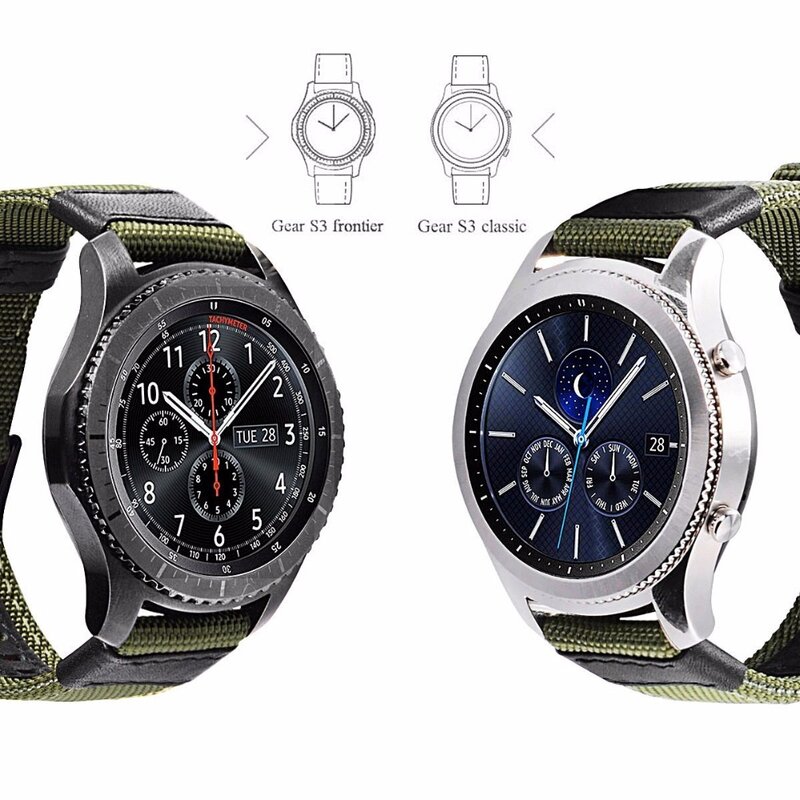 Correa de nailon para Samsung Galaxy watch, pulsera deportiva clásica de 20mm, 22mm, 46mm, gear s3 Frontier