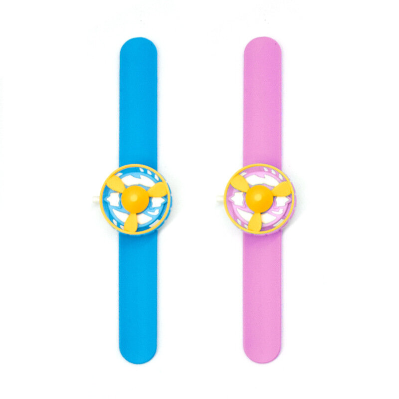 2in1 Plastic Bamboe Libelle Propalers Voor Kids Slap Hand Band Horloge Kinderen Speelgoed Ufo Launcher Roterende Schijf Speelgoed